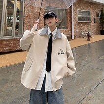 블랙야상점퍼 선포함 나무 오리지널제작 작업 방 가을 패치워크 상의 와이드 루즈핏 커플룩 남자 코트 학원 2641779684