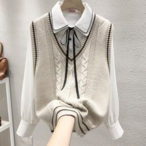 EXC 프레피룩 브이넥 여성 니트 조끼 3colors