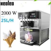 소프트 아이스크림 기계 제조기 중대형 Xeoleo 3 맛 2000w 데스크탑 메이커 22-28lh 요구르트 업소용, 검은색, 220v, 영국
