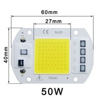 COB LED 램프 칩 AC 220V 전구 10W 20W 30W 50W IP65 고출력 스마트 IC DIY 투광 야외 스포트라이트, Warm White