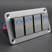 해양 보트 캐러밴 RV 12V 내구성 금속 2-8 갱 LED 토글 스위치 패널 방수 ON-OFF 로커, 03 D 4 gang silver