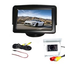 리어모니터 후방카메라모니터 유선 18 LED IR 나이트 비전 역방향 백업 카메라 + 4.3 "LCD 모니터 자, [03] full set white cam