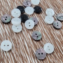 2홀 자개무늬 단추 10개입 11.5mm /블라우스단추, 블랙