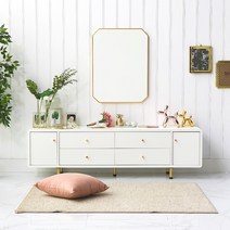 뉴트로 1800 거실장 골드 TV다이, 화이트