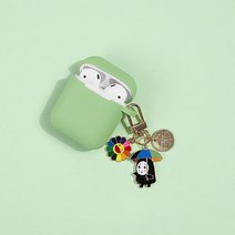 감각적인 에어팟케이스 실리콘 가죽 빈티지 명품 밍크 헤어 볼 키 체인 이어폰 케이스 apple airpods 1 2 블루투스 헤드셋 커버 귀여운 천사 꽃 장식, 에어팟 1 또는 2용 a28