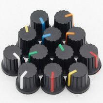 최신 뜨거운 판매 12 pcs 6mm 샤프트 구멍 직경 플라스틱 스레드 널링 전위차계, 노랑