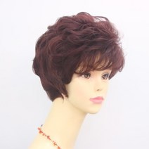 S112 8종 통가발 엄마가발 항암가발 웨이브, 밝은갈색