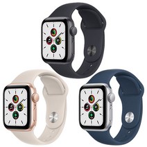 Apple 애플워치 SE, 40mm, GPS, 실버 알루미늄 케이스, 어비스블루 스포츠 밴드