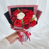 비누꽃다발+쇼핑백+LED전구 [당일출고] 생일선물 여자친구 부모님 졸업식 기념일 선물, 핑크