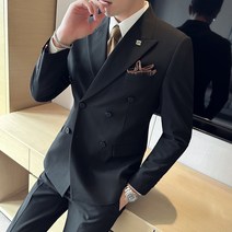 여름 얇은 더블 정장 수트 남 슬림 블레이저 투피스 A449-LJT760-P195