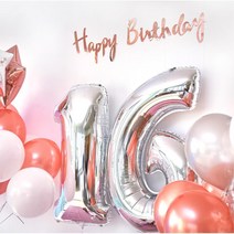 기념일 호캉스용 영문 이벤트 풍선 생일축하, 실버 8 40cm