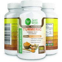 미국직구 Going Vegan Turmeric black pepper Curcumin With Bioperine 1500Mg 180VEGI Cap 1Pack, 수량, 상세참조