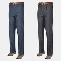 남성 봄 여름 원턱 허리밴딩 청바지 TDJN1 중년