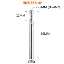 밀링공구 Dreanique 1pc 카바이드 볼 노즈 엔드 밀링 커터 2 플루트 r0.5-r4.0 목재 및 알루미늄 cnc 용 엔드 밀 라우터 비트, W2B-R2.0-L12