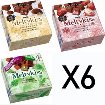 메이지 Melty Kiss 멜티키스 6개세트 일본과자 일본초콜릿 일본간식 meiji, 딸기맛 2개, 초콜릿 2개, 녹차맛 2개