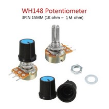 가변저항 WH148 3PIN 노브 포함 포텐셔미터 1k-1M ohm, 1개, 가변저항 2K