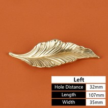 교체 문 손잡이 방 폴딩도어 고리 현관 히든 크리 에이 티브 잎 손잡이 빈티지 가구 주방 옷장 캐비닛 서랍, 02 Golden-Left