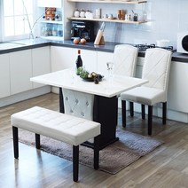 [착불]갤럭시 코코 4인 대리석 식탁세트/벤치형, 투톤/초코