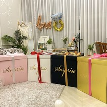 서프라이즈 박스 4면으로 펼쳐지는 폭발 선물상자 (4컬러) 깜짝 프로포즈 트렁크 이벤트, 블랙 박스, 1박스