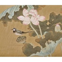 연꽃화조도 공필화 도안 / 연화도 화조도 민화화실 수업자료 그림선물 신혼부부선물 결혼선물 인테리어