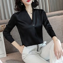 더본21 여성 브이넥 드레이프 쉬폰 블라우스 셔츠 오피스 데일리룩 V174