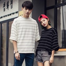 (당일발송/특가) 가바바 직수입 커플 티셔츠 6부 스트라이프 티셔츠! G2998