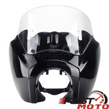 Harley Davidson 호환 할리 호환 레트로 오토바이 프론트 헤드 라이트 마스크 페어링 클리어 스모크 윈드 실드 Harley Softail Standard 1821 디플렉터, black clear