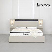 라텍스코 버킹엄 LED 호텔식 수납침대 K+천연라텍스 매트리스 20cm 협탁X1