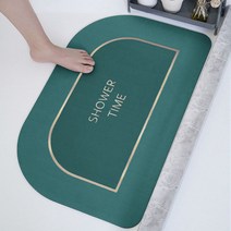 욕실 흡수 매트 화장실 문 앞 미끄럼 방지 발판 화장실 규조 진흙 속건 도어 매트 손세정대 부착, 녹색 목욕 둥근