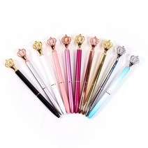 갓샵 크라운 볼펜 10color [예쁜 왕관 펜 큐빅 보석 디자인 데코 판촉 선물용], 연핑크 크라운 볼펜