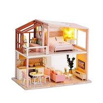 Spilay 가구 스필레이 인형의 집 미니어처 방진 및 음악 움직임 DIY 인형하우스 키트 성인 친구 1:24 스케일 크리에이티브 룸 선물 아이디어 (평화로운 시간), Ql003 먼지 커버 포함