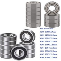 10PCS ABEC-5 подшипники 608 6204 6205 6206 6207 6208 ZZ 2RS 금속 씰 딥 그루브 볼 베어링 8x22x7mm, ABEC 5, 6207 35X72X17mm