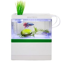 UPET도구S 어항 데스크탑 수족관 키트 3.8L1.1갤런 베타 아크릴 USB 전원 필터/자동 LED 조명 금붕어 달팽이 열대어용 USA 미국, 4-Liter, Green