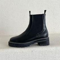 셀러허브(잡화) 여자 둥근코 밴딩 무지 로우힐 통굽 타이어 앵클부츠