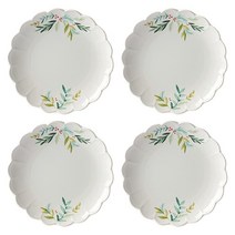 레녹스 2 French Perle 스캘럽 홀리데이 머그 S4 3.30 화이트, Accent Plates Set of 4