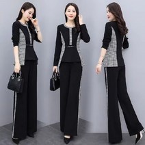 FANSYLI 봄옷 슬림핏 여자 와이드 팬츠 캐주얼 투피스 2A1
