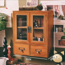 Younimu 우드 복고 수납함 테이블 수납함 책상정리함 화장품정리함, 다크브라운