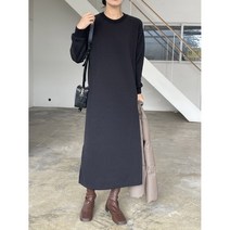 따수미 여성 가을 겨울 울 속기모 나그랑 니트 롱 트임 원피스 RNOP194