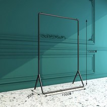 튼튼 심플 골드메탈 행거 옷걸이 스탠드 옷전시 옷가게 쇼룸, 블랙100*150