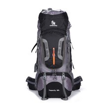 80L 관광 배낭 캠핑 하이킹 군사 배낭 스키 등산 장비 Haversack Sportbag Molle Survival Backpack, 검은색