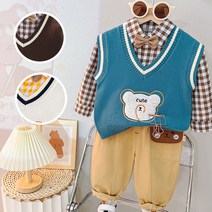몽실이 베어니트조끼 3pcs 상하복세트