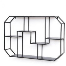 베란다벽선반 원목 다용도실 찬넬 거실 스트링 철망, 인테리어 선반(블랙)-95x18x65cm