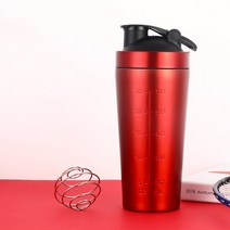 700/900ml 셰이커 단백질 파우더 스테인레스 스틸 물병 체육관 보디 빌딩 스포츠 휴대용 쉐이크 믹서 대용량 운동, 레드 900ml, 하나
