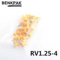 총알 단자 와이어 배선 커넥터 압착 절연 50pcs RV1.25-4 절연 링 터미널 전기 와이어 압착 커넥터 AWG 22-, 한개옵션1, 06 YELLOW
