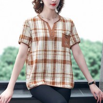 에디에퀸 여름 여성 빅사이즈 엄마옷 브이넥 티셔츠