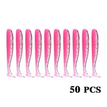 PPGUN 50 개몫 7cm 10cm Soft Lure Shad Wobbler 실리콘 미끼 Sea Worm Swimbait Streamer 실리콘 Lure 스피너베이트 액세서리, f, 협력사, 50 개 10cm