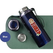 플라스크 휴대용 술병 600-1500ml 316 스테인레스 스틸 텀블러 진공 열 보온병 스포츠 물병 야외 등산 로프, 파란색 - LED 없음, 1000ml