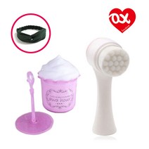 LOX 세안세트 듀얼브러쉬 + 버블메이커 사은품포함 페이스 클렌징, 듀얼모공브러쉬_블루, 거품기_핑크(면골지반다나랜덤포함)