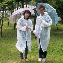 3P 일회용우비 우의 성인 비옷 우산 장마 판초 대량구매 단체구매, 화이트