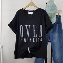 상상그이상 여성용 국내제작 오버 브이넥 반팔티셔츠 자수 레터링 포인트 롤업 소매 파스텔 컬러구성 가볍게 입을 티셔츠코디
